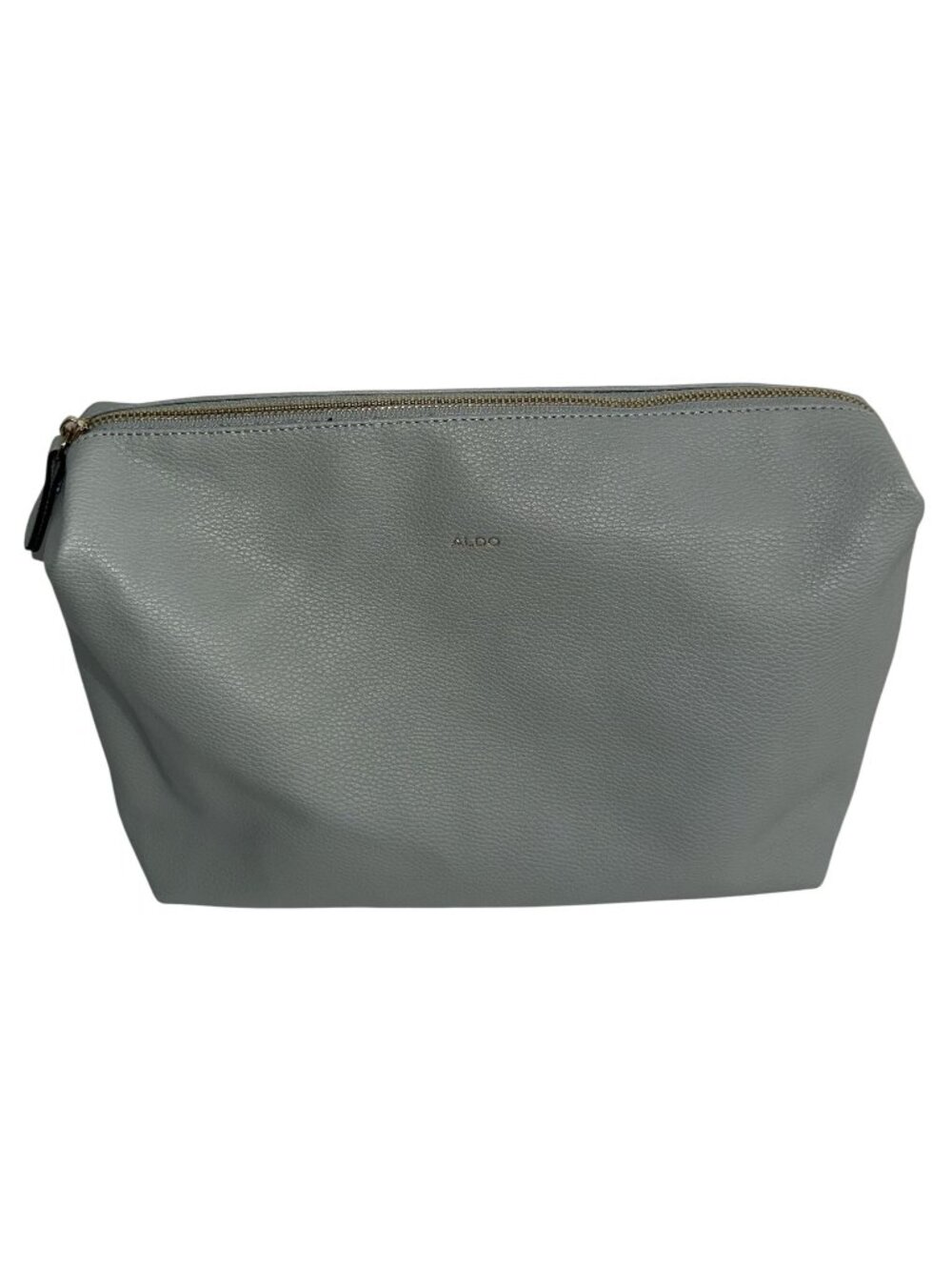 Aldo Grey Pebbled Faux Leather Zip-Top Pouch Bag 13"x11"
